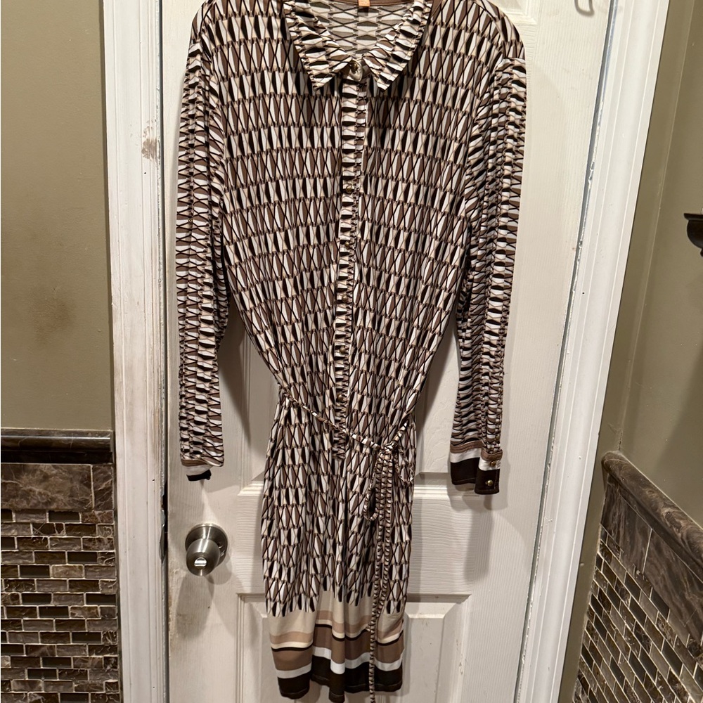 Ellen Tracy Geometric Patterned Women’s Shirt Dress - Size XL